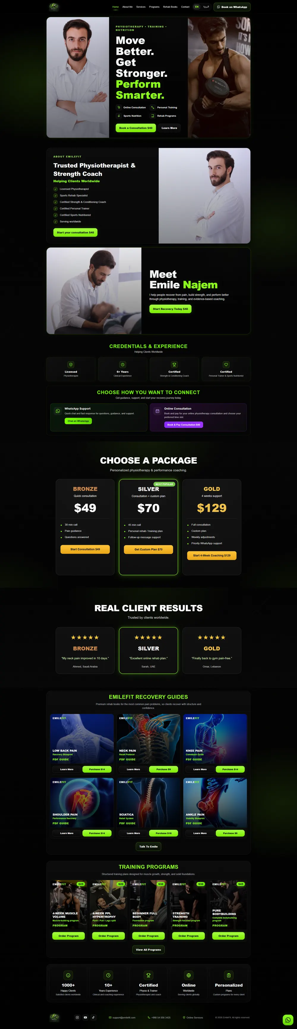 EmileFit website built by PaloozaLabs