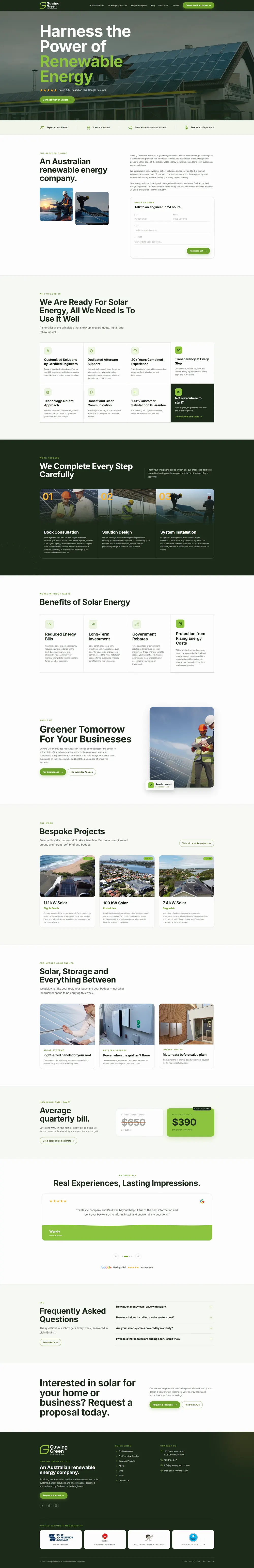 Guwing Green - Australian renewable energy and solar company website built by PaloozaLabs