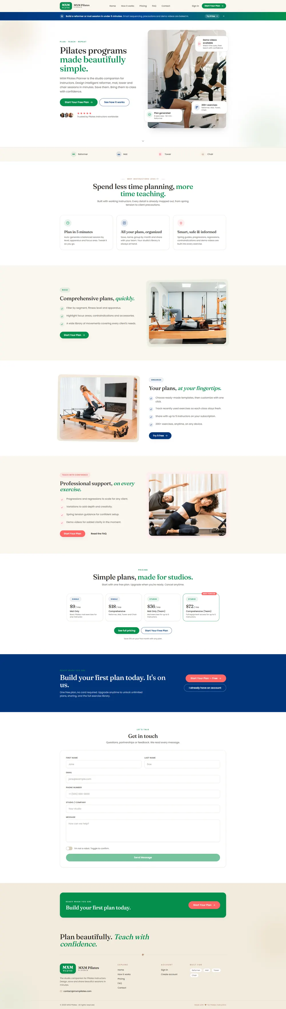 MXM Pilates website built by PaloozaLabs