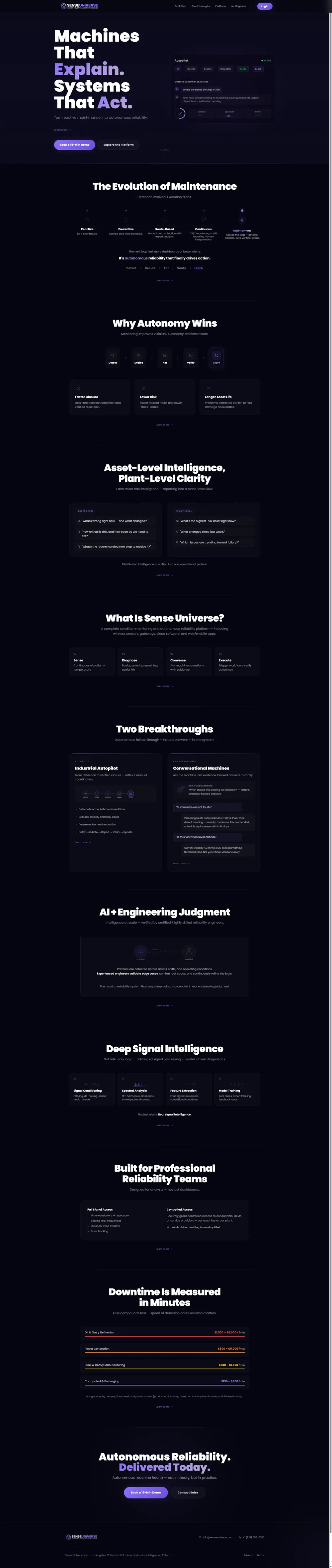 SenseUniverse - Autonomous industrial reliability and condition monitoring platform built by PaloozaLabs
